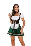 Oktoberfest Outfits Women Traditional Dirndl Dresses Oktoberfest Costume for Bavarian Oktoberfest Halloween Party (Green, Small)
