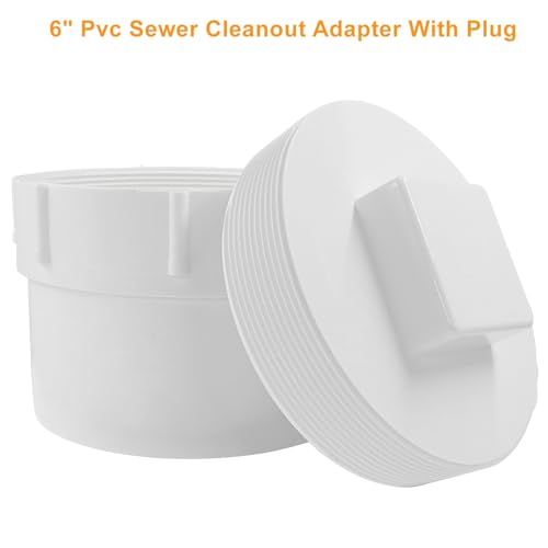 Image of 6 Inch PVC Sewer Cleanout Adapter with Plug Pipe Fitting, DWV Flush Sewer Cleanout Cap for Outdoor Garden, RV, Drainage Piping System