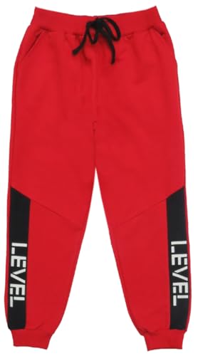Image of Clothe Funn Boys Regular Track Pant Loop Knit Fabric, Red & Ecru Mel (Pack of 2), 9-10 Years