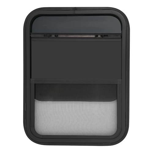 45 x 60 cm Fenêtre de camping-car avec moustiquaire, fenêtre coulissante Push Up – Fenêtre latérale de caravane avec moustiquaire et protection solaire pour caravane, camping-car