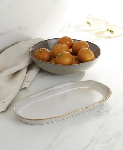 Image of Oneida Organic Shades Oatmeal Stoneware 2-Piece Serving Platter Set