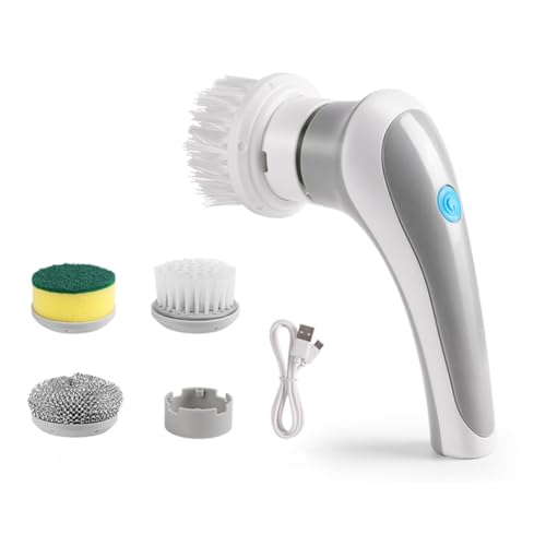 Wrtysully Cepillo de Limpieza Eléctrico Inalámbrico para el Hogar, Carga Multifuncional, Suministros de Herramientas de Limpieza para Baño y Cocina, Cepillo de Lavado