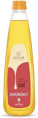 Gulab Cold Pressed Peanut Oil - 1 Litre, 33 Fl Oz | Groundnut Oil | Sing Tel | Kolhu/Kachhi Ghani/Chekku/Wood Pressed | Natural Oil | Chemical Free