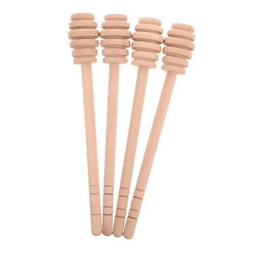 ABOOFAN 4Pcs Wooden Honey Stirring Sticks Long Handle Honey Dipper for Honey Syrup and Jam Space Saving Storage for Kitchen Use