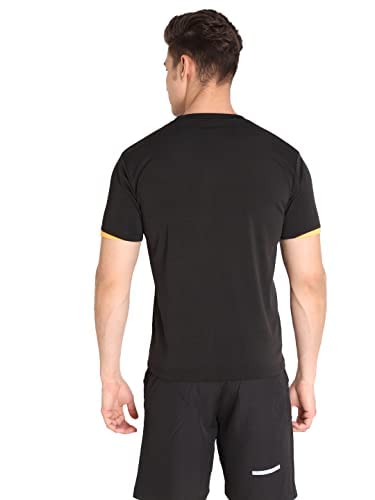 Image of CHKOKKO Men Round Neck Gym T-Shirt Black Orange Anthraa XXL