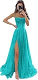 Glitter Sequin Turquoise Prom Dresses for Women 2025 Long Cowl Neck Sparkly Corset Formal Evening Gowns with Pockets Turquoise 08