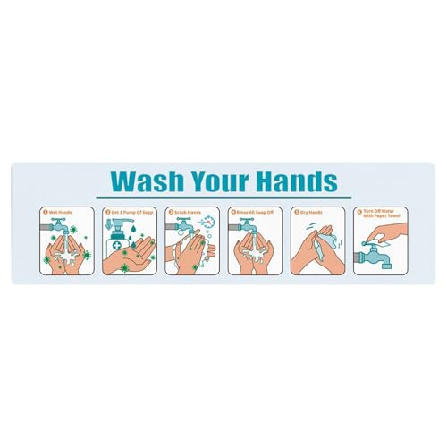 Cartel con instrucciones de lavado de manos | Adhesivo con acabado mate guía de higiene – Guía decoración informativa, para locales públicos, cocina, oficina, actividades comerciales