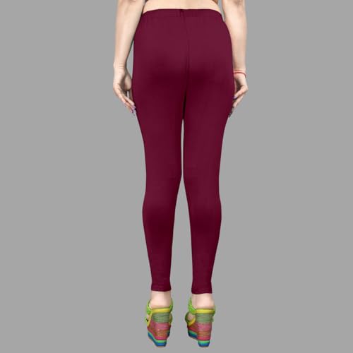Image of Women's Solid Mid Rise Slim Fit Ankle Length Leggings - Comfortable and Stylish Yoga Pants for Workout, Running and Everyday Wear