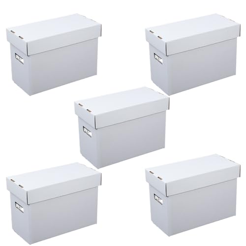 PIT66 5 Pcs Comic Book Storage Boxes, Holds 150-175 Comics Each, Collapsible, Stackable, Moistureproof, White, 15.83