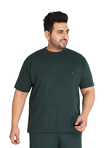 Image of CHKOKKO Men's Plus Size Terry Cotton Loose Fit Half Sleeves T-Shirt
