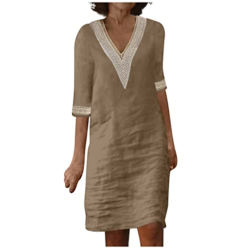 OIOLOYJM Plus Size Summer Dresses for Women 2025 Plus Size Dresses for Curvy Women 3/4 Sleeve Casual Boho Kaftan Dresses
