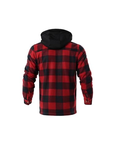 Image of Yasumond Mens Hoodies Fleece Jacket Plaid Flannel Heavy Sherpa Lined Hooded Zip Up Warm Winter Coats Big Tall