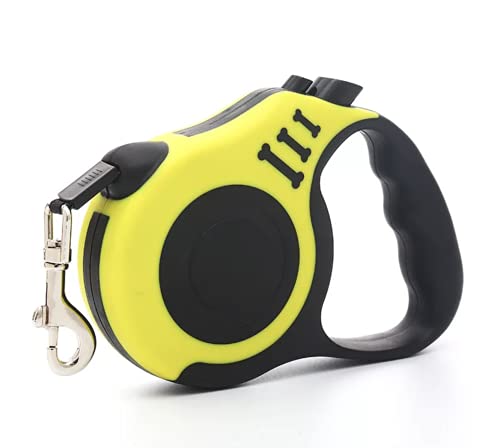 Guinzaglio per Cani Retrattile e Allungabile, 5M Guinzaglio con Impugnatura Antiscivolo per Cani Media Piccola Fino a 15KG. (Giallo)