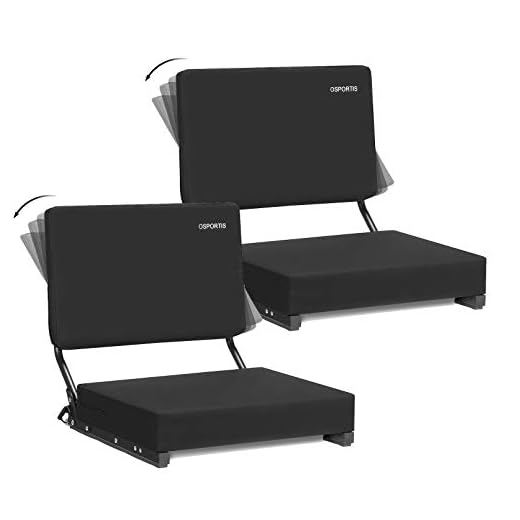 OSPORTIS Stadium Seats for Bleachers, Bleacher Seats with Padded Active Foam Backs and Cushion, Portable Stadium Seats with Back Support and Shoulder Strap,Active,Black, 2 Pack