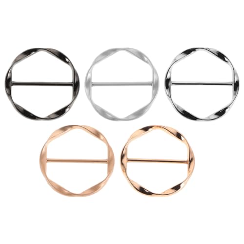 SMASOLO Pinzas de Ropa Metálicas Ajustables 5 Piezas, Clips Redondos para Camiseta y Bufanda, Aleación Multicolor (Dorado Brillante, Dorado Mate, Plata Brillante, Plata Mate, Negro),