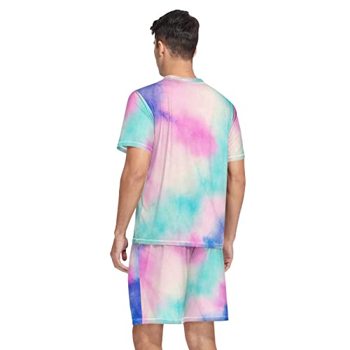 Aflyko Men's Summer Pajama Set Summer Short Sleeve V-Neck Tops Soft Pjs S-2XL3