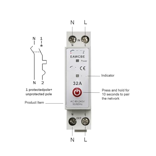 Disjoncteur intelligent 20A programmable avec télécommande vocale EAWCBE - 4