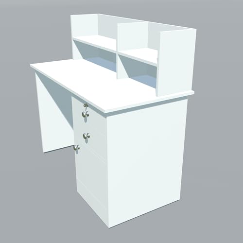 Image of Nityam Multipurpose Computer Table with Drawer | Study Table with Book Shelf for Student |Office Table for Work Home (Color-White)