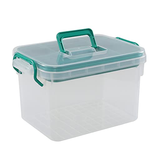 Image of Xyskin Clear Medicine Organizer Storage Box with Tray, Plastic First Aid Box Empty, Thickened Medicine Container Chest, Multipurpose Medical Case Caddy with Lids Handles