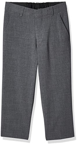 Calvin Klein Boys Flat-Front Bi-Stretch Dress Pant, Straight Leg Fit & Hemmed Bottom, Belt Loops & Functional Front Pockets, Grey Heather, 20