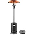 Jocoevol 48,000 BTU Patio Heater for Outdoor, Propane Patio Heater with Wheels, Round Table Design, Double -Layer Stainless Steel Burner, Tall Standing Outdoor Heater for Home and Commercial, Gray
