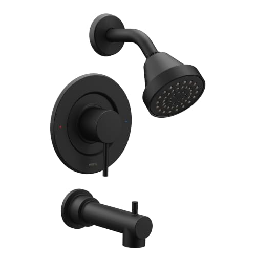 Moen Align Matte Black Eco-Performance Posi-Temp Pressure Balancing Modern Tub and Shower Trim Kit, Featuring Shower Head, Lever Handle, and Tub Spout, Valve Required, T2193EPBL - image 1