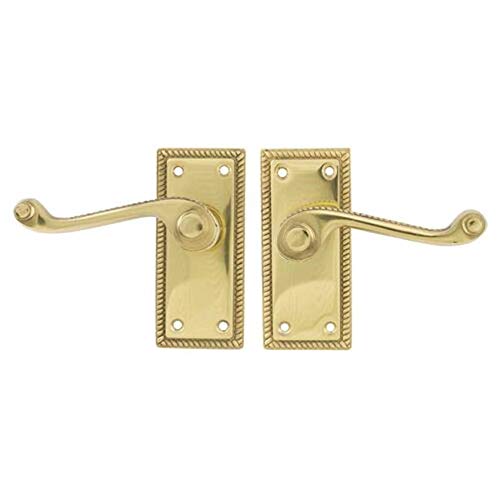 Tss Polished Brass Georgian Scroll Lever Latch