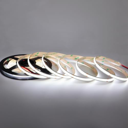 Cinlitek COB LED Strip Lights, 16.4ft Ultra High Density 12V Tape Light, 480LED/m, CRI 90+, 8mm Width Cuttable Flexible Dimmable DIY LED Lighting for Home Indoor Decor&Commercial Use (No Power Supply) by Cinlitek - Used condition - US$10.88