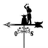 Asffdhley Veleta con Silueta de Herrero Veleta Indicador de dirección del Viento Hierro Forjado Veleta Resistente Decoración de jardín Herramienta de medición Uso fácil
