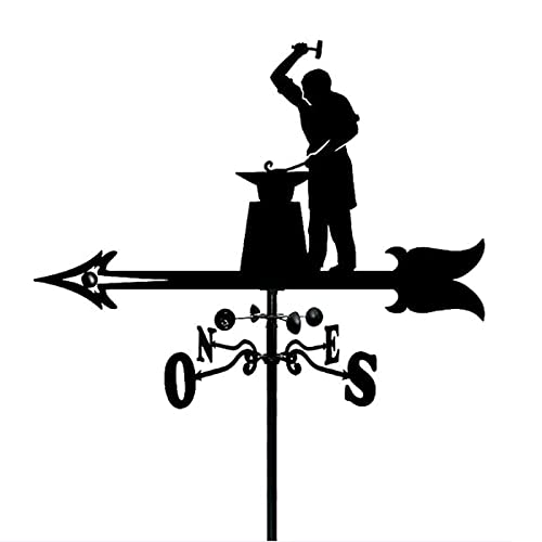 Asffdhley Veleta con Silueta de Herrero Veleta Indicador de dirección del Viento Hierro Forjado Veleta Resistente Decoración de jardín Herramienta de medición Uso fácil Cover