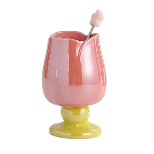 TANG SONG Ceramic Tulip Goblet, Shiny Ceramic Cream Cup
