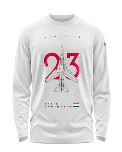 Image of Aero Armour MIG-23 Indian Army Cotton T-Shirt | Full Sleeve | Regular Fit | Zero Shrinkage | Round Neck