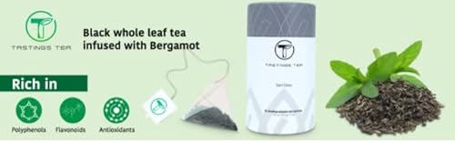 Tastings Tea: Earl Grey Tea, Organic Black Tea With Bergamot Oil In Biodegradable Tea Sachets (15 Cups) #TOP4