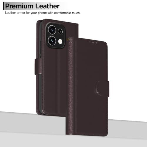 Image of Pikkme Flip Cover for Oppo Reno 16c 5G Leather Finish | Inside TPU with Card Pockets | Wallet Stand and Shock Proof | Complete Protection Flip Case (Coffee)