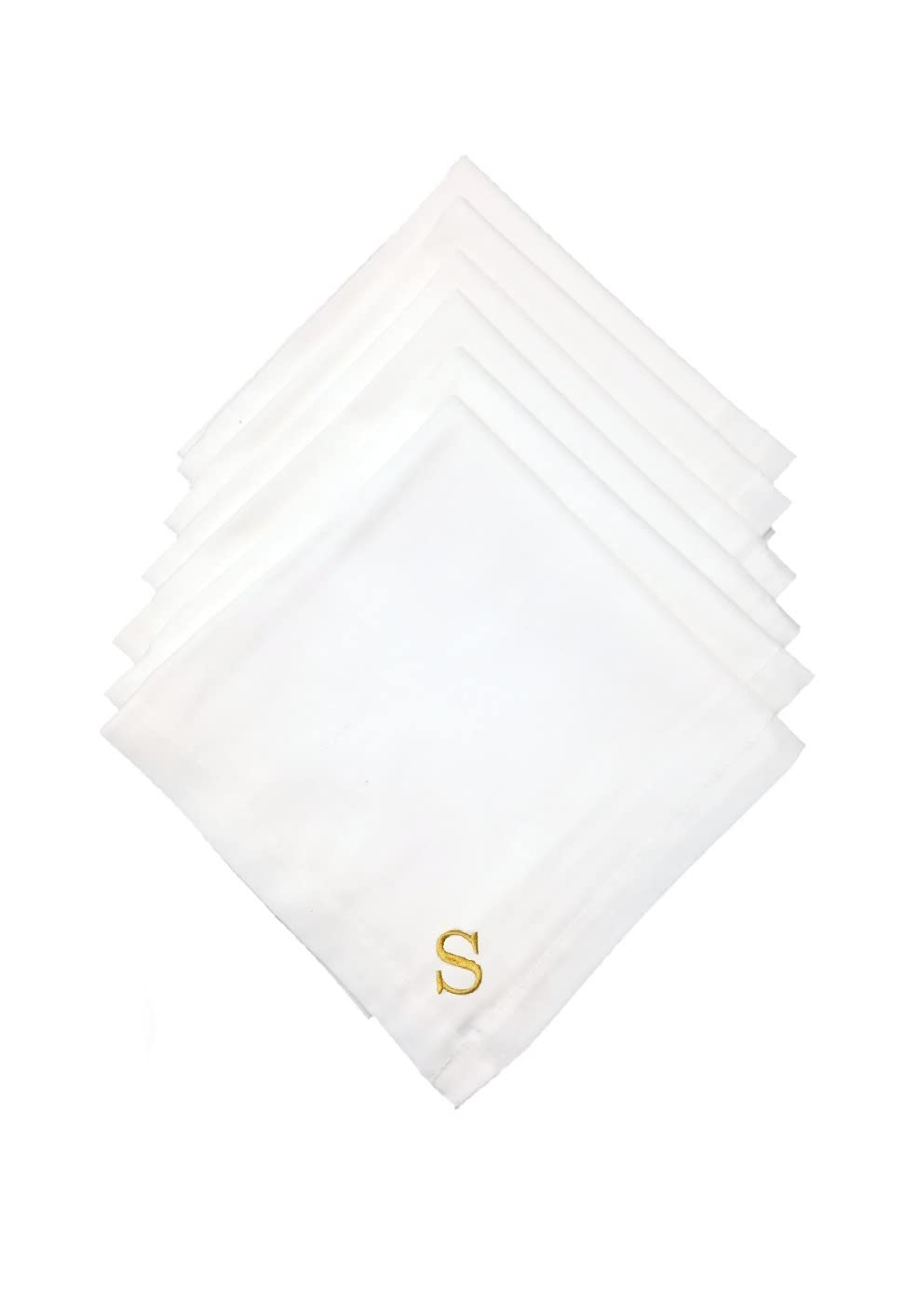 Mrunals fashion- Handkerchief (pack of 6) with ‘S’ Embroidery, Size 45 cm*45 cm, Color white, embroidery color Golden-picture-28