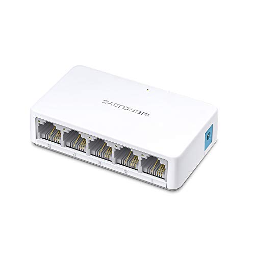 TP-Link Mercusys MS105 Switch Ethernet 5 Porte 10/100Mbps, Sdoppiatore Ethernet, Switch per la Casa e l'Ufficio, Plug e Play, Montaggio Desktop, Conte
