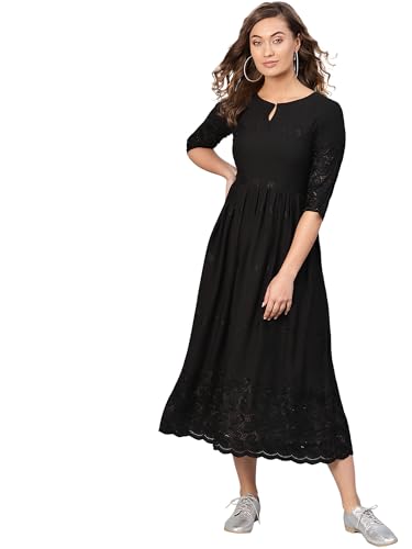 Image of Libas Womens Schiffli Viscose Fit and Flare Dress for Women