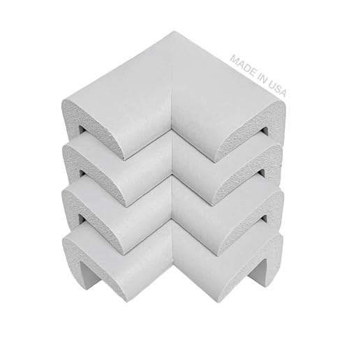 Image of KidKusion Child Safety Corner Cushion | Off White | 12 Pack | Made in USA, Child Safety, Child Proofing Corner Guard, Bed Frame Protector, Baby Proof Table Protector