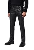 RICANO Trant Pant - Herren Lederhose/Lederjeans (Regular Waist/Straight Leg), echtes Lamm Leder (28, Schwarz)
