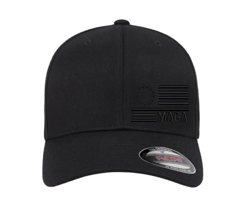 BestSyracuse Make America Greek Again Flag Side Embroidered Fitted Hat (US Alpha Large X-Large Black Curved Black Thread)