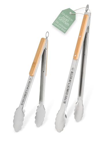 Abenteuernah Grillzange personalisiert, Vatertagsgeschenk, Papa & Opa Geschenk, BBQ Zange, Vatertag, Männergeschenke mit deinem individuellen Wunschnamen (Papa klein)