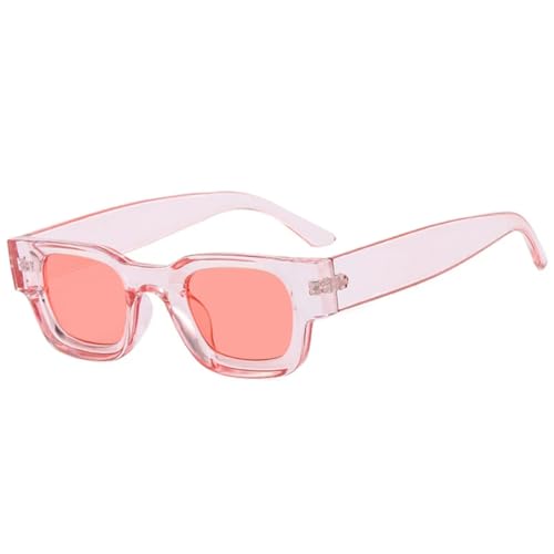 Lunettes de soleil rectangulaires roses et rouges à monture épaisse pour hommes et femmes