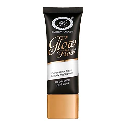 Image of FASHION COLOUR Glow with Flow Professional Face & Body Highlighter | All Day Shinny | Long Wear | Highlighter for Face & Body | Illuminating Liquid Highlighter with Dewy finish | 35ml | Shade 04