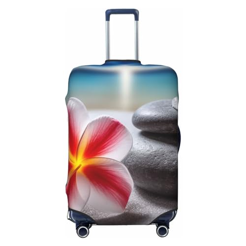 Travel Luggage Cover for Suitcase Tsa Approved, Washable Elastic Suitcase Protector, Tropical Flower and Zen Stone Suitcase Cover Anti-scratch Baggage Cover Fits 22-24 Inch Luggage Sleeve X-Large