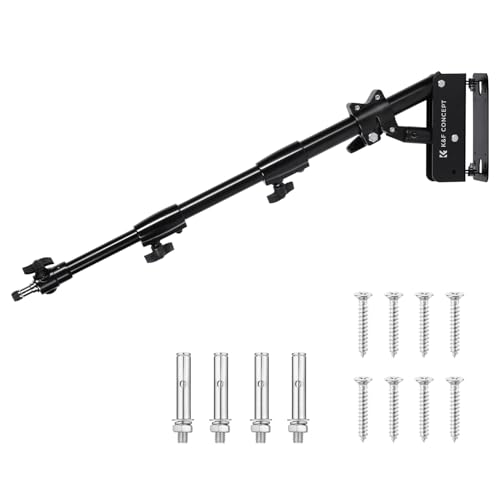 K&F CONCEPT Metal Wandmontage Dreieckiger Boom Arm, 51-100cm Heavy Duty Auslegerarm 180° Rotation Wall Mount Galgen für Fotografie Streaming Video,mit 3/8' 1/4' Gewinde Universal Adapter,10KG Last