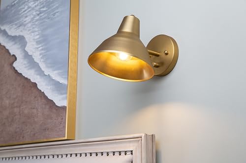 Image of Yosoan Set of 2 Antique Vanity Wall Sconce with Dimming On Off Switch | Hardwired Indoor Vintage Fixture with 6.89 inch Bowl Metal Shade Reading Bedroom Bunk
