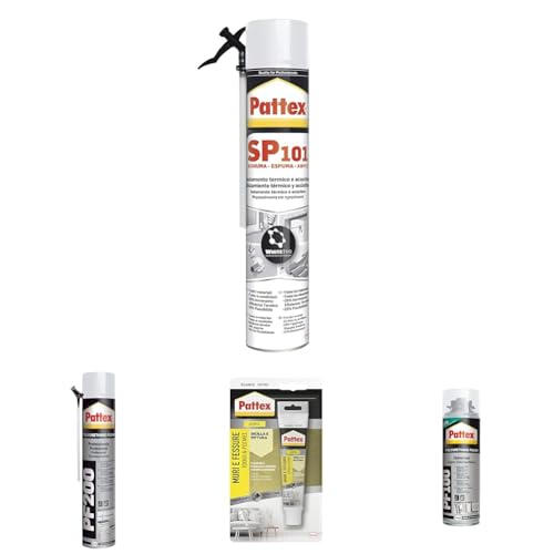 Pattex SP101 Schiuma, Schiuma poliuretanica monocomponente, Schiuma espansa multimateriale, Poliuretano espanso schiuma isolante a elevata efficienza acustica e termica, 1 Cartuccia da 750 ml