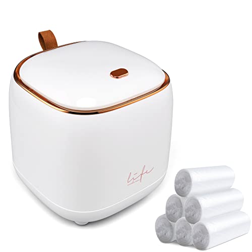 Mini caneca de basura de escritorio 1.6L con tapa blanca