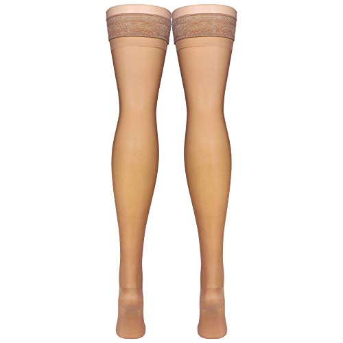Image of Truform Sheer Compression Stockings, 15-20 mmHg, Women's Thigh High Length, 20 Denier, Beige, X-Large (Pack of 2)