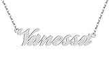 Dancing Wolf Silver Vanessa Name Necklace Initial Charm Nameplate Necklaces for Womens Birthday Friendship Jewelry Stainless Steel